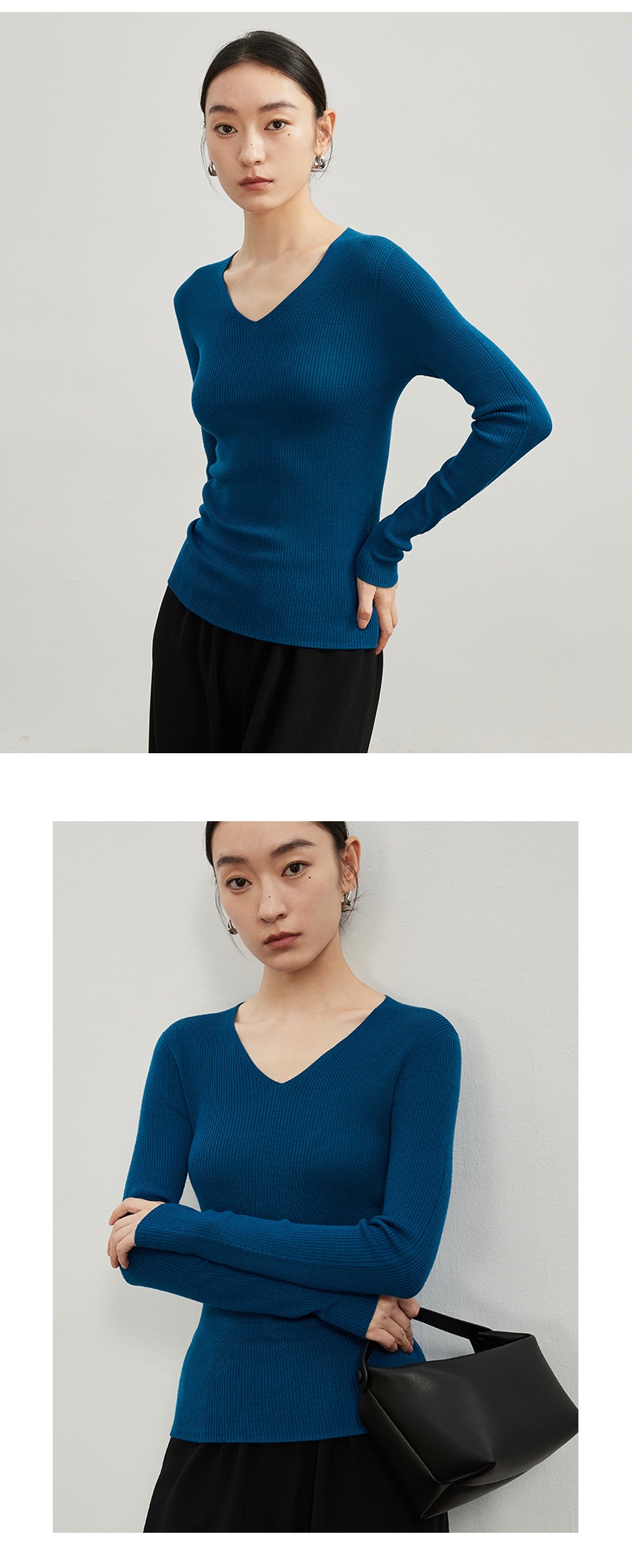ChicShe ChicShe Xin Ao Pull tricoté sans couture en laine fine 100 % pour femme, taille 25, début d'automne, col roulé._voghion.com
