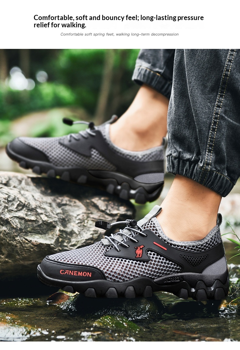 Chaussures de randonnée aquatiques d'été Zees pour hommes, en maille respirante, confortables et légères, idéales pour les voyages et le sport. Tendance et décontractées._voghion.com