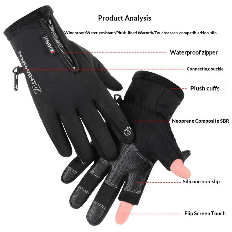 Junge Junge Junge Herbst und Winter Warm Sport Radfahren Winddicht Wasserabweisend Rutschfest Finger Touchscreen Zwei-Finger-Bedienung Angeln_voghion.com