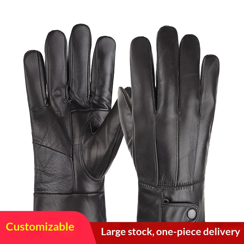 boy Boy Boy Sheepskin Men And Women Winter Fleece Lined Thickened Warm Leather Gloves For Riding Driving Motorcycle Thin Cold-Proof_voghion.com