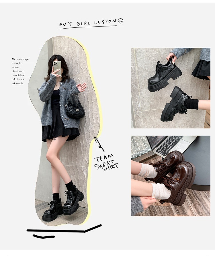 Voyage Damen-Lederschuhe mit dicker Sohle, britische Derby-Schnürschuhe mit großer Zehenpartie, neues Modell Frühjahr 2025, Slipper mit Absatz._voghion.com