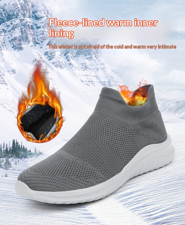 Calzini sportivi casual da uomo Zees Cross-Border Foreign Trade, foderati in pile, taglia 35-45, alla moda, grandi, per coppie, scarpe in maglia Lazy Fly_voghion.com