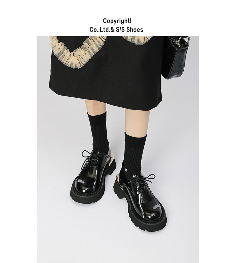 Voyage Voyage 2023 Early Sprig New Round Toe Distressed Metal Derby Shoes Thick Sole Height Icreasig British Style Loafers For_voghion.com