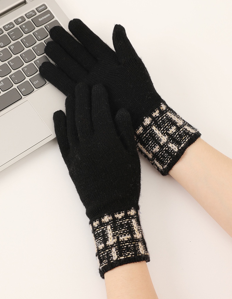 boy Boy Boy Cashmere Autumn Touchscreen Style Unisex Winter Knitted With Gold Thread Thermal Cycling Gloves_voghion.com