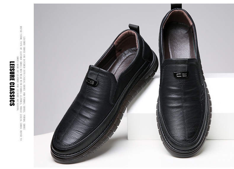 Voyage Voyage New Leather Cowhide Business Loafers Casual Men's Soft Sole Non-Slip Lazy Shoes_voghion.com