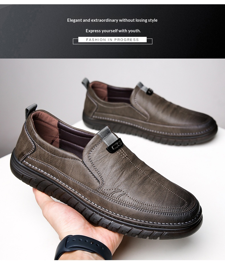 Voyage Voyage New Leather Cowhide Business Loafers Casual Men's Soft Sole Non-Slip Lazy Shoes_voghion.com