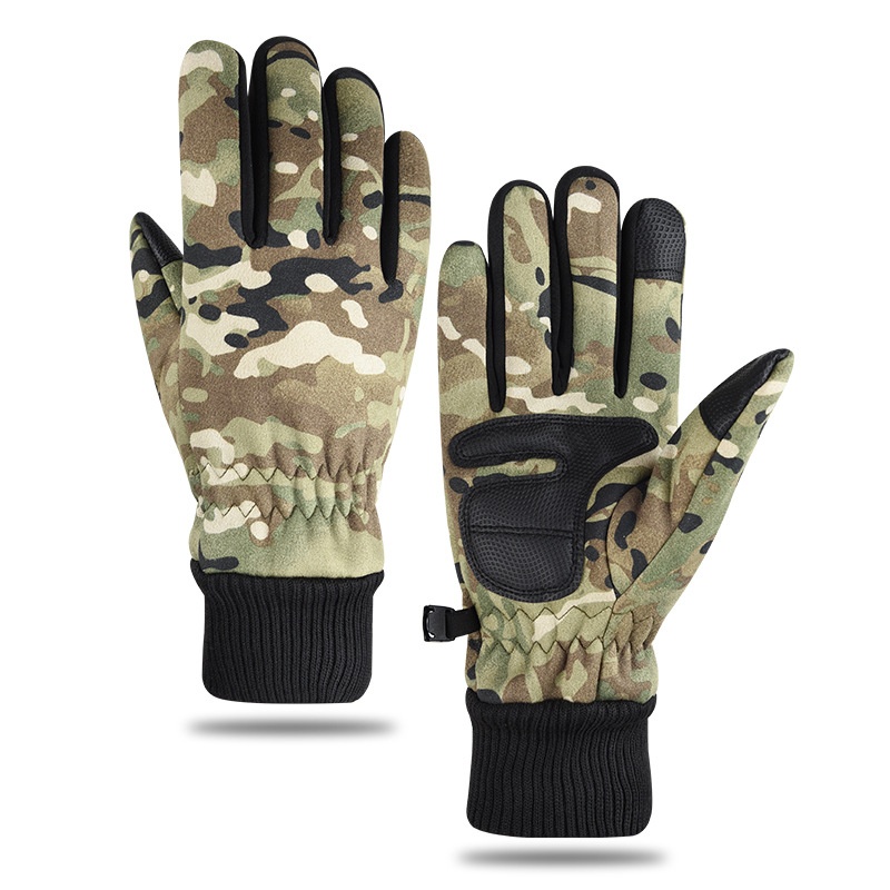 boy Boy Boy Fleece-Lined Warm Gloves Men Tactical Dead Leaf Camouflage Riding Suede Outdoor Climbing Non-Slip Touchscreen_voghion.com