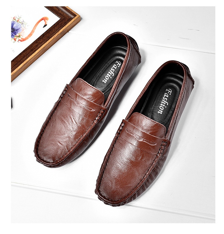 Voyage Voyage 2024 New Fashion British Style Men's Loafers Trendy Lightweight Casual Leather Versatile Slip-On Shoes_voghion.com