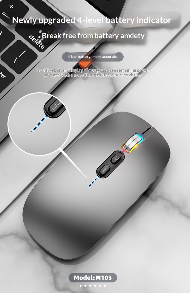 Digitex Digitex 2.4G Bluetooth Silent Portable Battery Display Desktop Laptop Universal Three-Mode Wireless Mouse_voghion.com