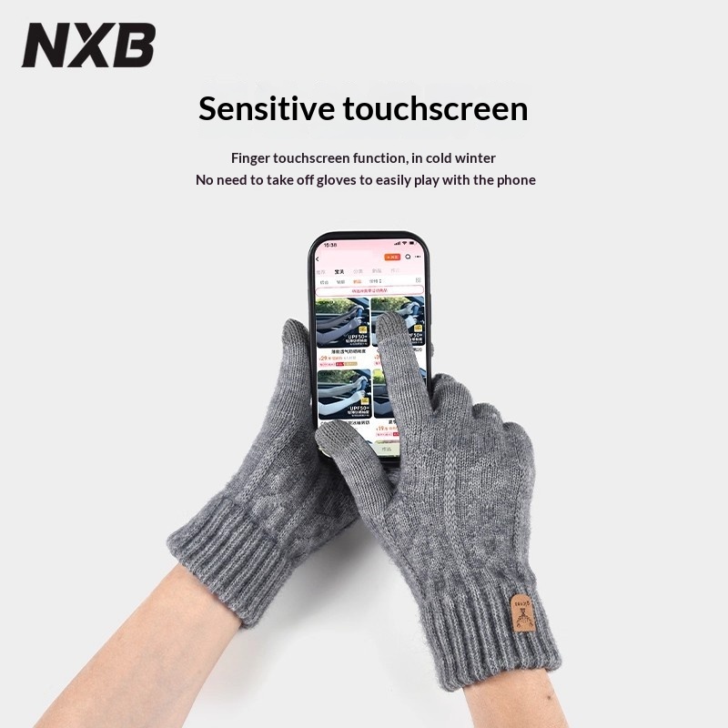 Guanti invernali caldi per touchscreen, foderati in pile, spessi, antiscivolo, per guida e ciclismo, antifreddo, lavorati a maglia, da uomo, protezione dal freddo_voghion.com