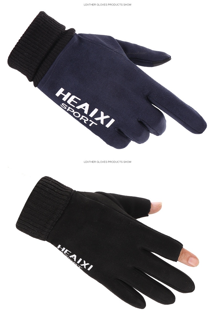 Guanti in pelle scamosciata Boy Boy per uomo e donna, per coppie, autunno inverno, caldi, foderati in pile, spessi, touchscreen, antiscivolo, per sport all'aria aperta_voghion.com