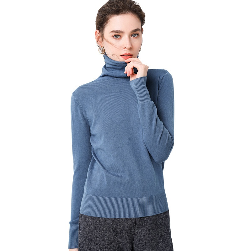 ChicShe ChicShe 2025 Autumn Winter New Women's Sweater Korean Style Pile Collar Slim Fit Inner Layer Base Shirt Knitted Wool_voghion.com