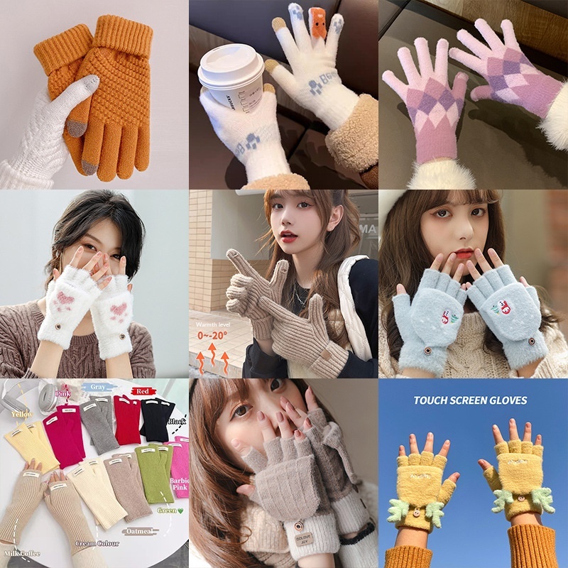 boy Boy Boy Warm Gloves For Women 2023 Autumn Winter New Thickened Fleece Cold-Proof Flip Cover Knitted Men Touchscreen_voghion.com