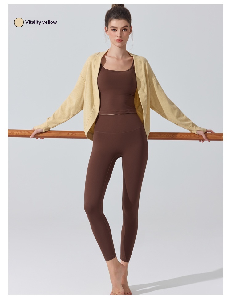 ChicShe Europäisches und amerikanisches Cross-Border Langarm-Cover-Up Hautfreundliches Atmungsaktives Pilates Fitness Yoga Top Herbst Winter_voghion.com