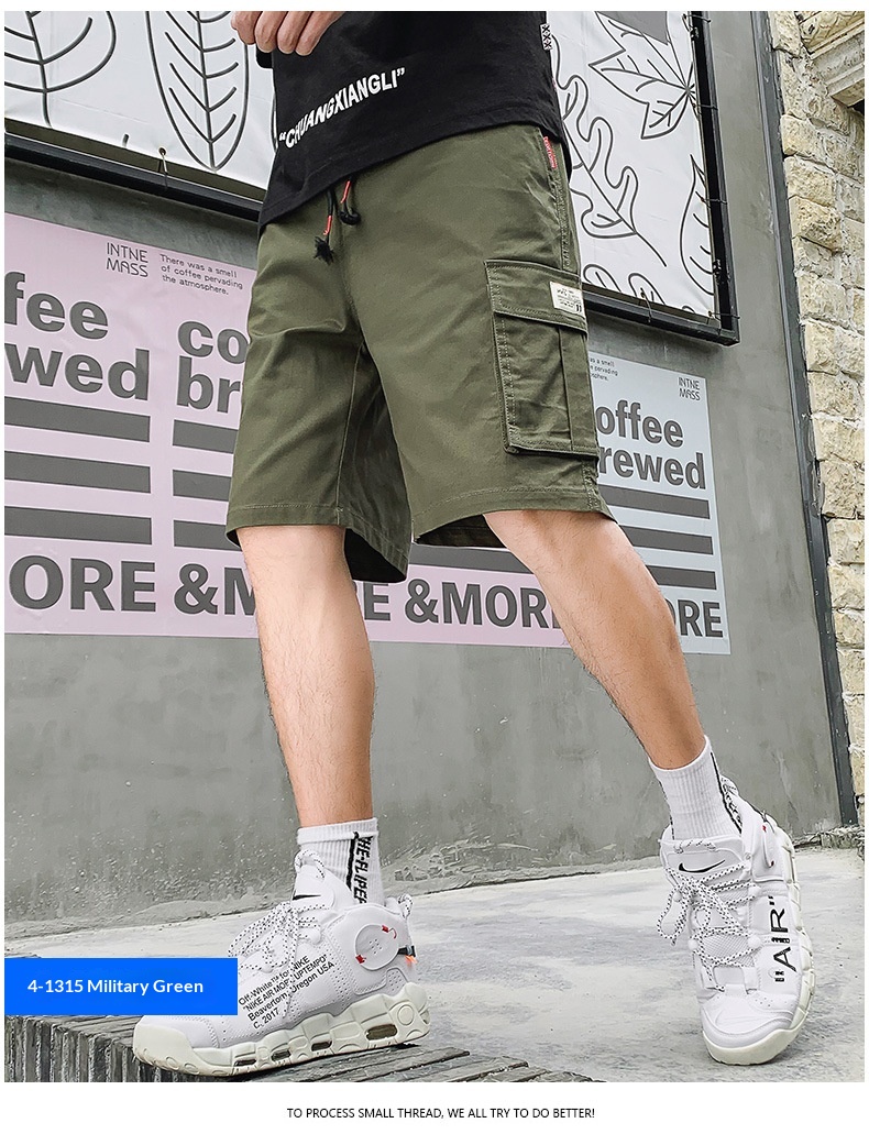 boy Men Loose Large Size Cargo Sports Multi-Pocket Summer Straight Five-Point Shorts Trendy Brand Mid-Length Pants Export_voghion.com
