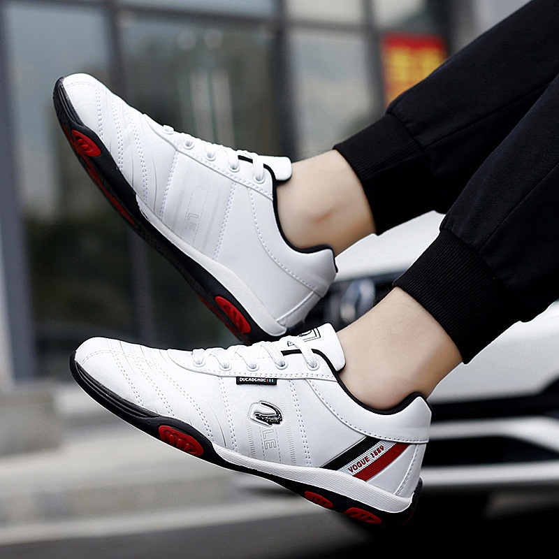 Zees Summer Casual Sports Men's Fashion Lightweight Breathable Golf White Shoes Large Size Rubber Sole Soft Leather Surface_voghion.com