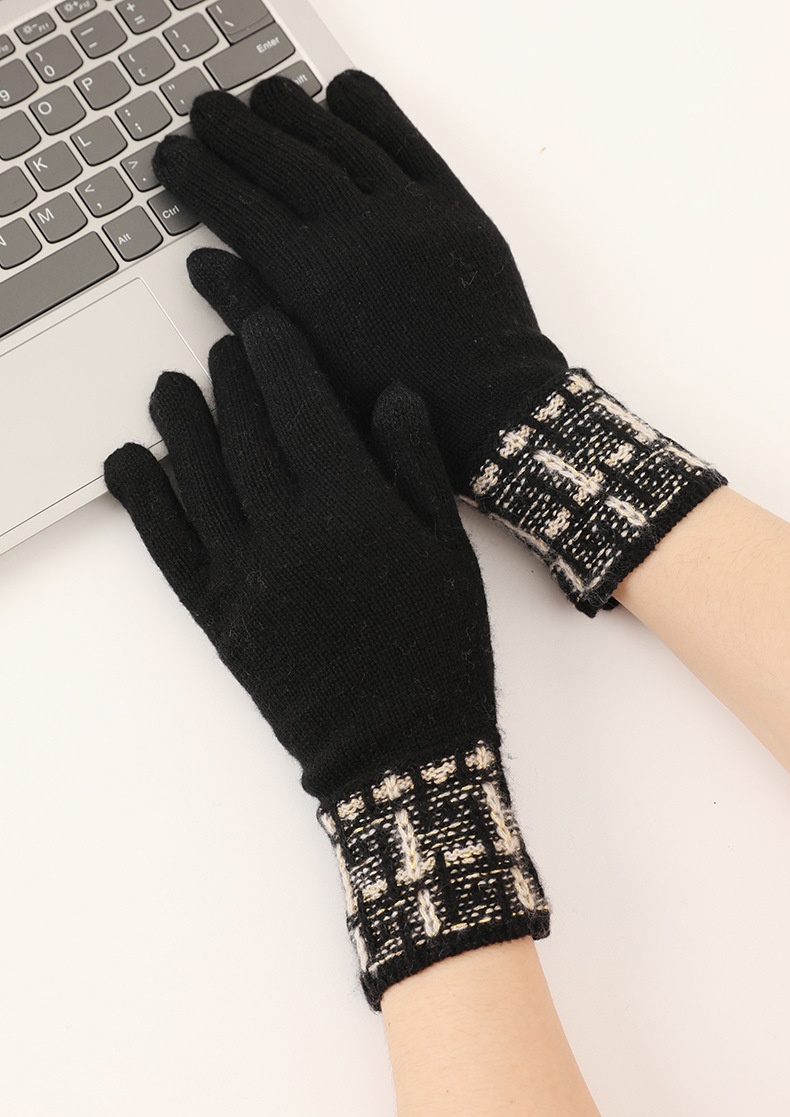 boy Boy Boy Cashmere Autumn Touchscreen Style Unisex Winter Knitted With Gold Thread Thermal Cycling Gloves_voghion.com