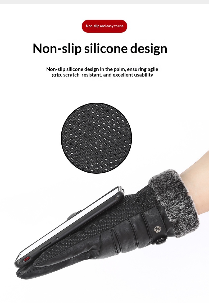 boy Boy Boy Men's Leather Gloves Winter Windproof Warm Fleece Lined Thickened Outdoor Sports Cold-Proof Waterproof Cycling_voghion.com