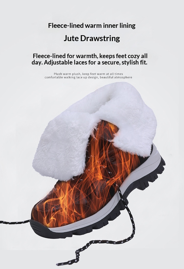 Bottes d'extérieur Zees avec doublure polaire pour femmes, chaussures de randonnée et de sport chaudes pour l'automne et l'hiver, bottes hautes imperméables en coton._voghion.com