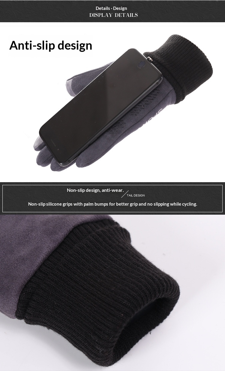 Guanti in pelle scamosciata Boy Boy per uomo e donna, per coppie, autunno inverno, caldi, foderati in pile, spessi, touchscreen, antiscivolo, per sport all'aria aperta_voghion.com