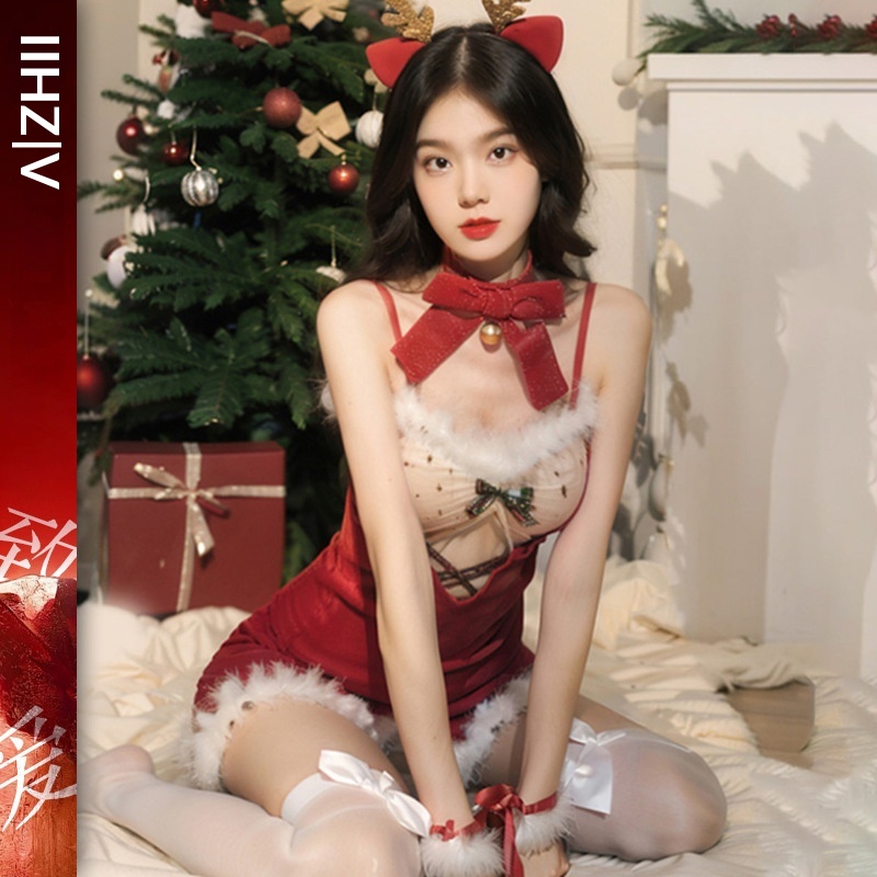 Eros Lab Lian Dai Natale Pelliccia Trasparente Pizzo Set con Lingerie Nightclub Costume da Ballo Anime Stretto Sexy_voghion.com