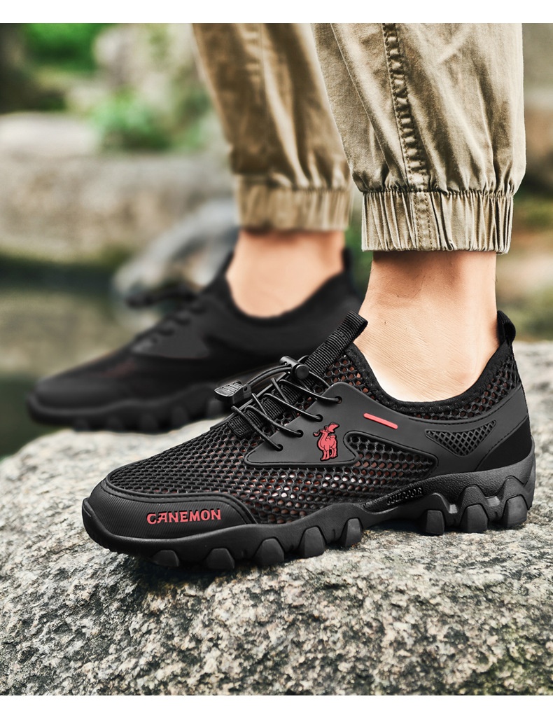 Chaussures de randonnée aquatiques d'été Zees pour hommes, en maille respirante, confortables et légères, idéales pour les voyages et le sport. Tendance et décontractées._voghion.com