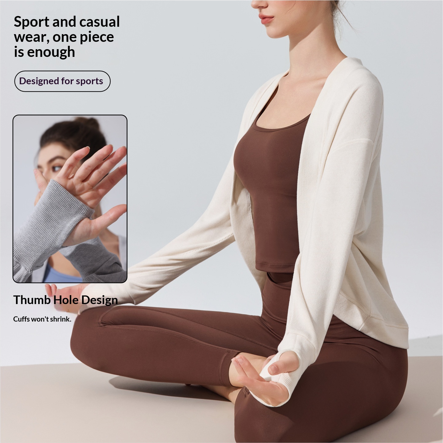 ChicShe Europäisches und amerikanisches Cross-Border Langarm-Cover-Up Hautfreundliches Atmungsaktives Pilates Fitness Yoga Top Herbst Winter_voghion.com