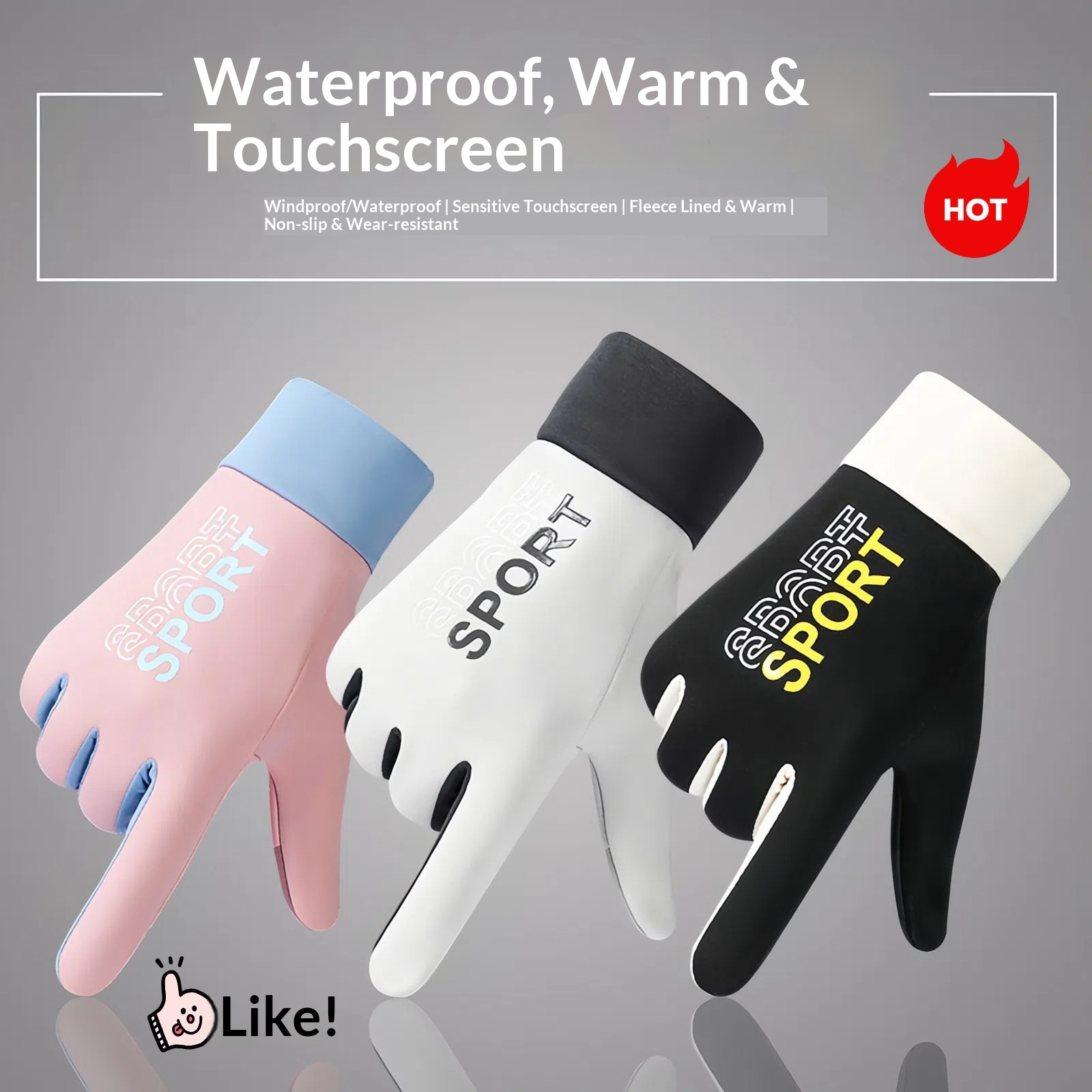 boy Boy Boy Cycling Adult Gloves Men And Women Fleece Lined Warm Windproof Waterproof Fingerless Touchscreen Autumn Winter Outdoor_voghion.com