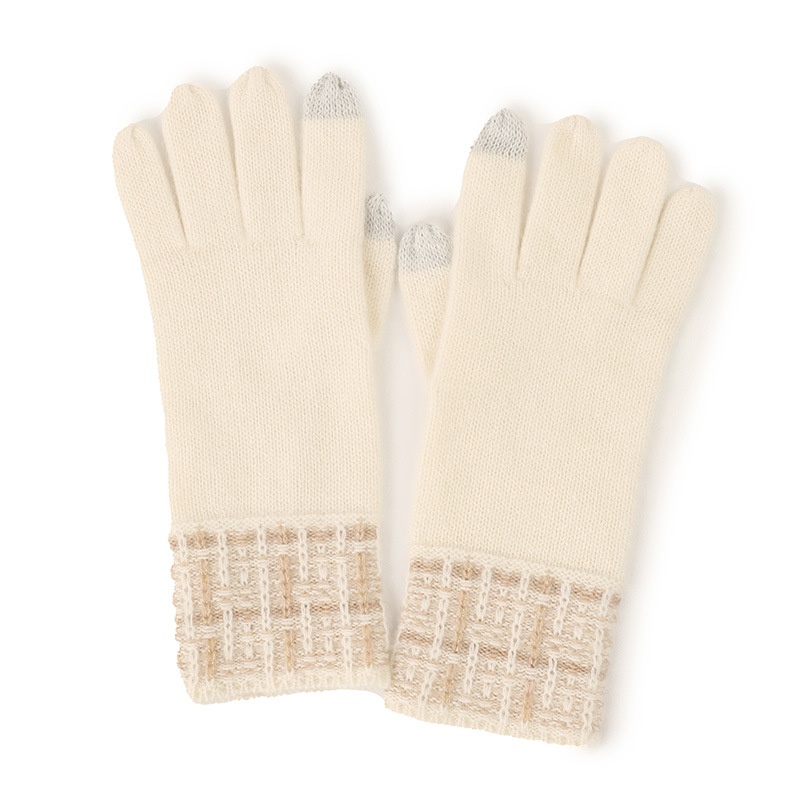 boy Boy Boy Cashmere Autumn Touchscreen Style Unisex Winter Knitted With Gold Thread Thermal Cycling Gloves_voghion.com