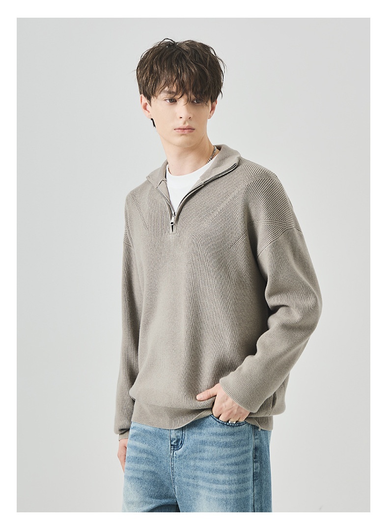 Boy Boy Boy Boy APO Clothing|Coss-Bode Half-Zip Rollkragenpullover für Herren, Herbst/Winter, Old Money Style, locker, lässig, langärmelig_voghion.com