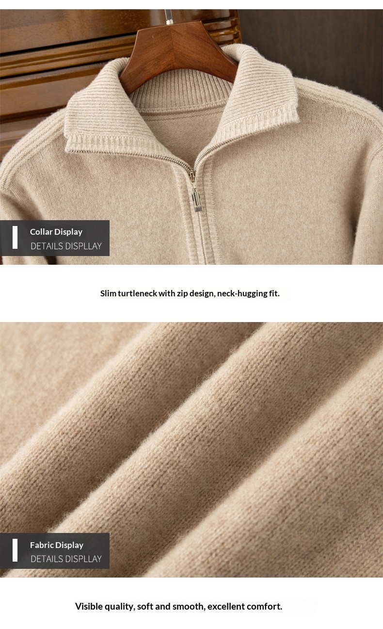 ragazzo Ragazzo Ragazzo Ragazzo Autunno Inverno Mezza Cerniera Collo Ribaltabile Maglione da Uomo Nuovo Pura Lana Ispessito Caldo Largo Casual Versatile Base Lavorata a Maglia_voghion.com