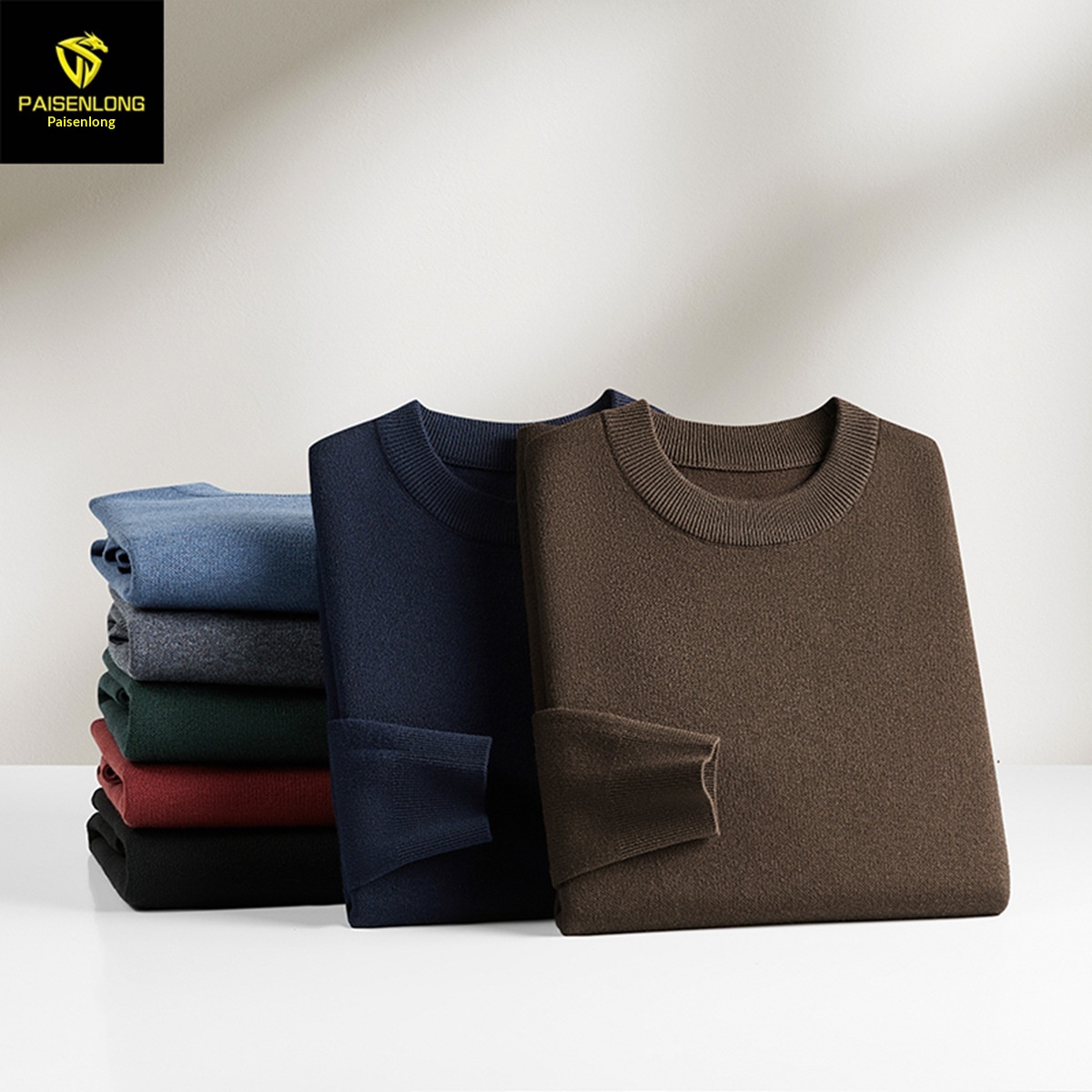 boy Boy Boy Boy Boy Parson Dragon Autumn Winter Round Neck Pullover Thickened Warm Versatile Men's Wool Sweater Slim Fit Base Layer_voghion.com