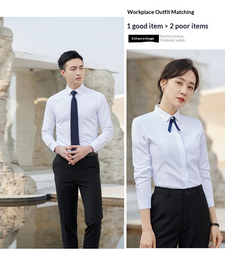 Traje profesional unisex blanco, ropa formal de negocios, camisa de manga larga para profesor de hotel, primavera y otoño_voghion.com