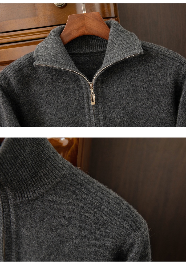 ragazzo Ragazzo Ragazzo Ragazzo Autunno Inverno Mezza Cerniera Collo Ribaltabile Maglione da Uomo Nuovo Pura Lana Ispessito Caldo Largo Casual Versatile Base Lavorata a Maglia_voghion.com