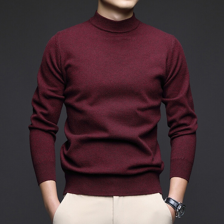 boy Boy Boy Boy 2025 Autumn Winter New Wool Sweater For Men, Half Turtleneck, Thickened, Wm, Machine Washable, Base Layer Men's_voghion.com