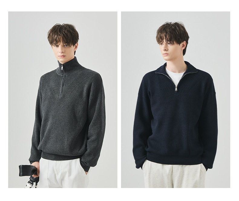 Boy Boy Boy Boy APO Clothing|Coss-Bode Half-Zip Rollkragenpullover für Herren, Herbst/Winter, Old Money Style, locker, lässig, langärmelig_voghion.com