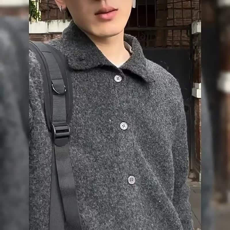 boy Boy Boy Boy Autumn Floral Wool Blend Half Turtleneck Sweater Old Money Loose Lazy Style Knitted Coat Top_voghion.com