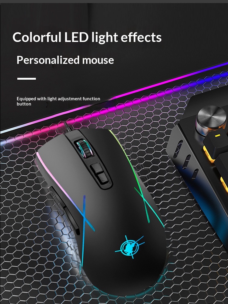 Digitex Digitex Pengbai X1 Mecha Braided Wire Gaming Mouse Computer Accessories USB Cross-Border Colorful Lighting Effect_voghion.com
