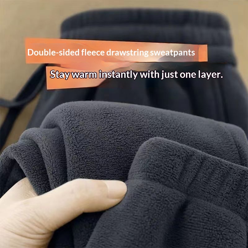 boy Autumn New Double-Sided Men's Large Size Cuffed Sweatpants Thickened Fleece Winter Unisex Sports Pants_voghion.com