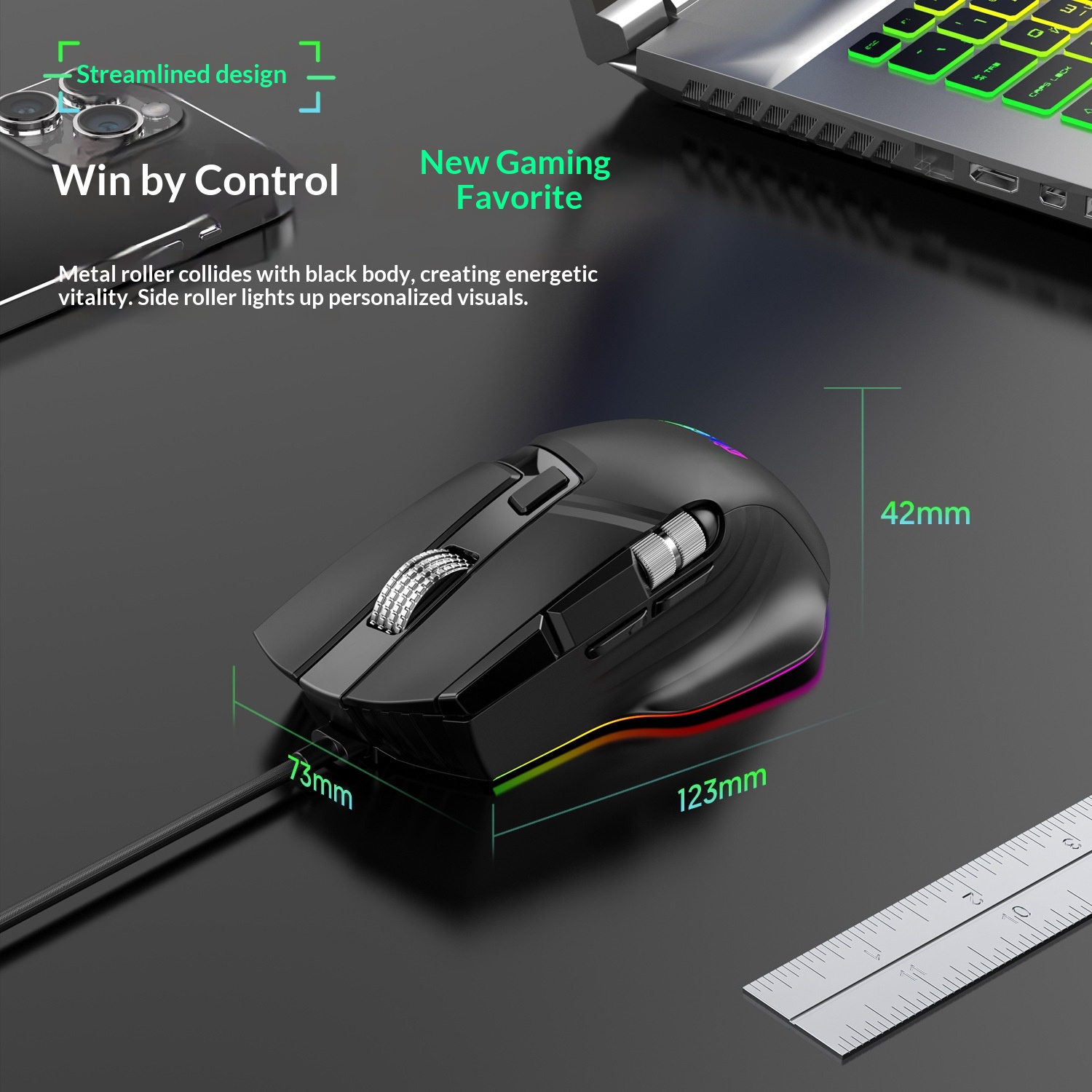 Digitex Digitex Ro Definition Dual Scroll Wheel Swinging Full Speed Gaming Mouse, Computer Accessories E-sports RGB Desktop Usb_voghion.com