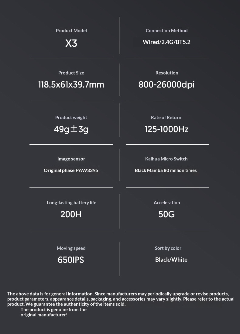 Digitex Digitex Attack Shark X3 Hafif PAW3395 Oyun Üç Modlu Kablosuz Fare_voghion.com
