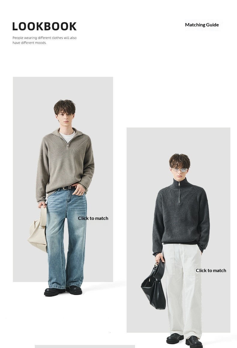 Boy Boy Boy Boy APO Clothing|Coss-Bode Half-Zip Rollkragenpullover für Herren, Herbst/Winter, Old Money Style, locker, lässig, langärmelig_voghion.com