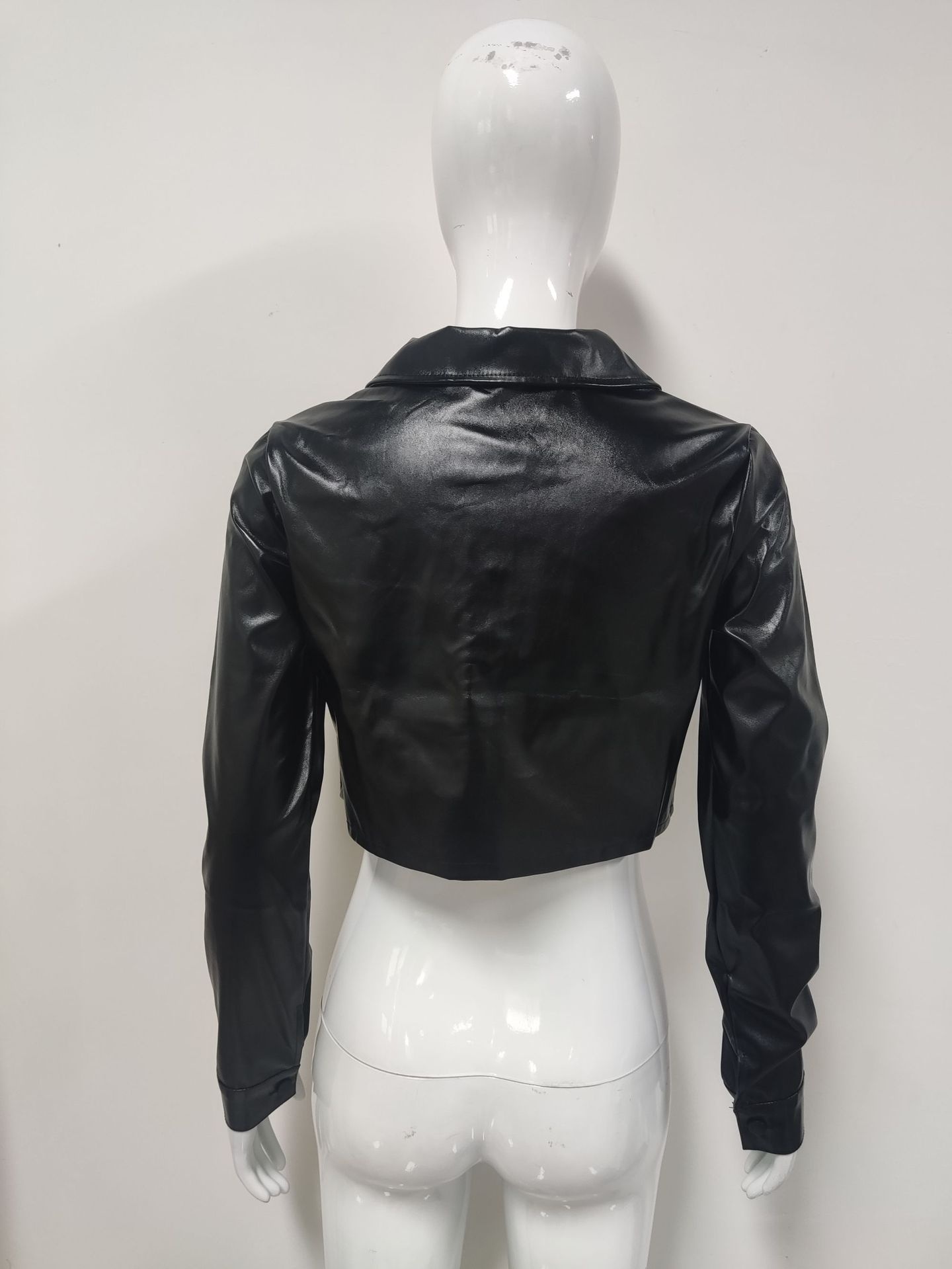 Haut court sexy pour femme, style européen et américain, collection automne 2023, veste de motard tendance._voghion.com