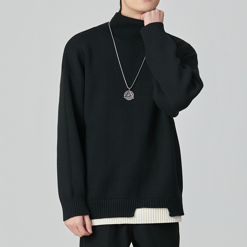 boy Boy Boy Boy Japanese Style Pullover Half Sweater For Men Winter Thickened Warm American Loose Fit Inner Layer Turtleneck Base Shirt_voghion.com