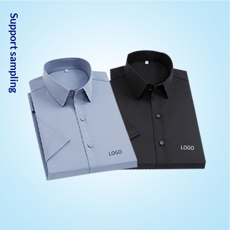 Summer Men's And Women's Non-Iron White Embroidered Anti-Wrinkle Professional Formal Short Sleeve Shirt_voghion.com