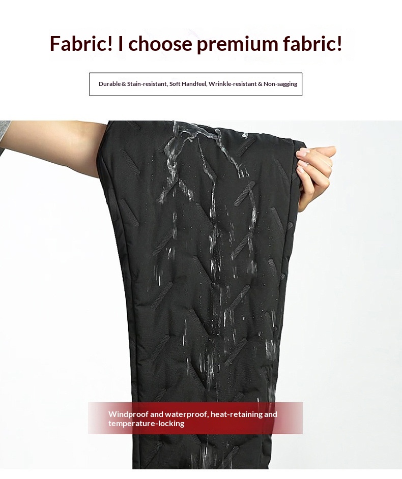 Pantalon en coton ultrasonique pour homme, doublé polaire automne-hiver, chaud, coupe-vent, imperméable, épais, coupe droite._voghion.com