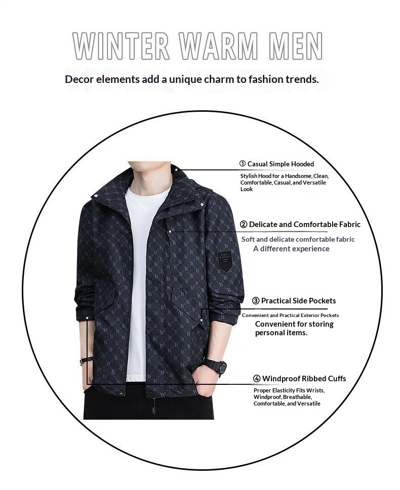 Veste coupe-vent décontractée et tendance imperméable pour homme, collection printemps 2023_voghion.com