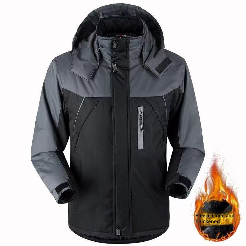 Wasserdichte Jungenjacke mit Fleecefutter, dick gefüttert, bedruckt, ideal für Winter-Fabrikuniformen, aus Baumwolle, Softshell-Material_voghion.com