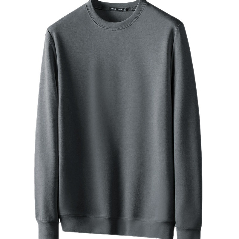 Felpa versatile pesante in tinta unita con collo rotondo a coste intrecciate personalizzate da uomo, primavera-autunno 2025_voghion.com