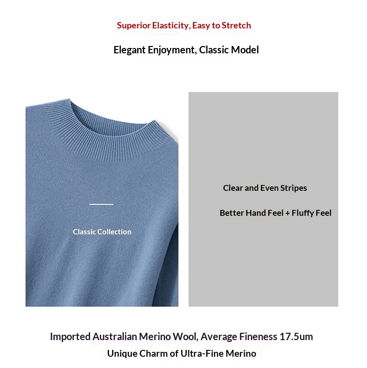 boy Seamless! Autumn Winter Half Turtleneck 100% Wool Men's First-Line Ready-to-Wear Versatile Sweater Knitted Base Shirt_voghion.com